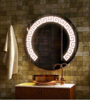 Зеркало в ванную комнату с подсветкой светодиодной лентой Каролина